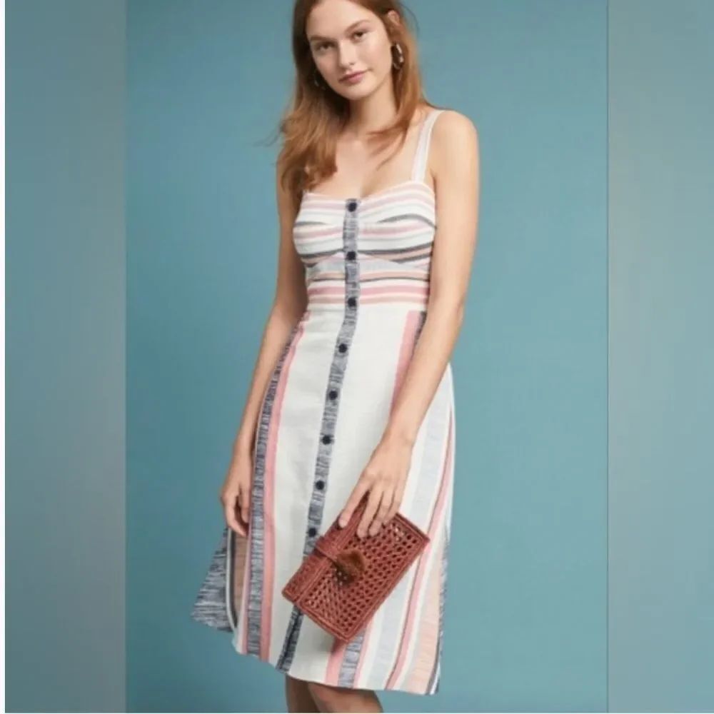 Anthropologie HUTCH Florentine Striped Midi Dress 8 NEW